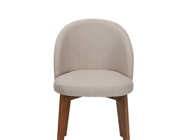 Wanchang solid-wood dining chair with beige upholstered shell
