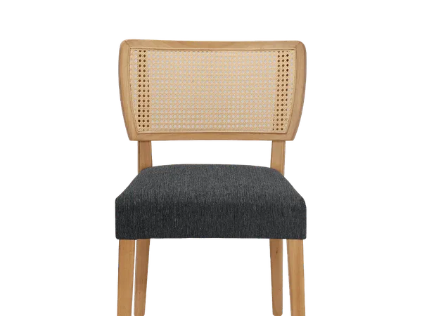 Wanchang rattan-back rubber-wood dining chair